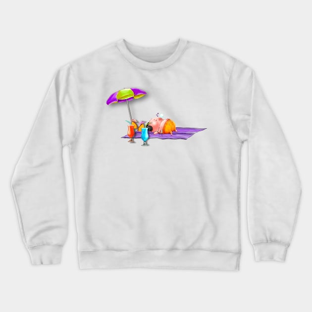 Pig on a Beach Blanket Crewneck Sweatshirt by TNMGRAPHICS